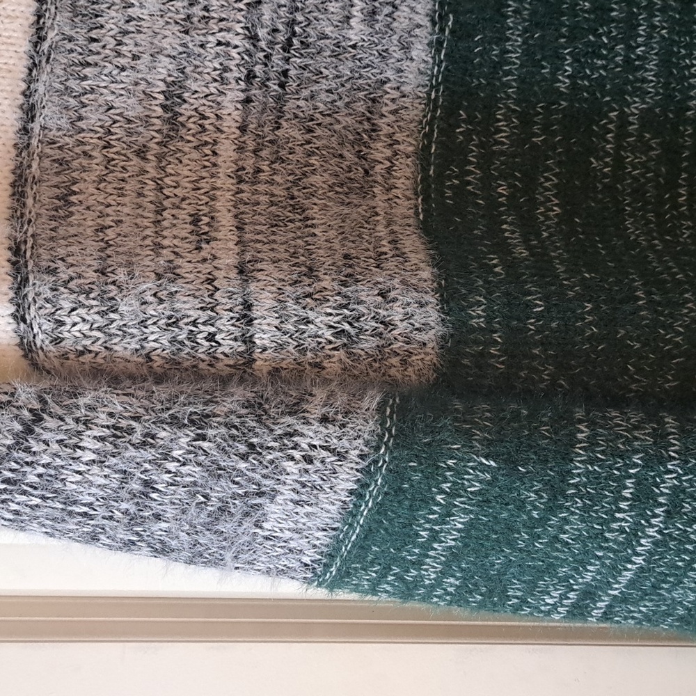 Umgee Colorblock Sweater - Cream, Gray, and Green - Picture 3 of 4